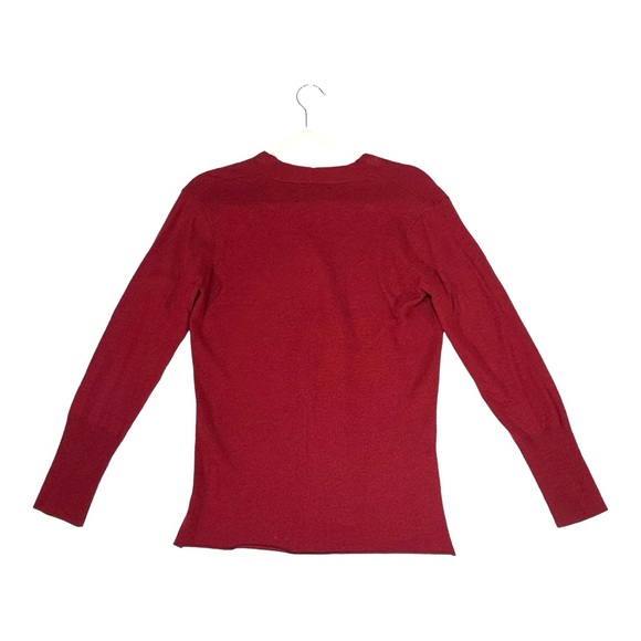Orvis Merino Wool & Cashmere Blend V-Neck Cardigan Sweater - Crimson Red - Picture 2 of 8